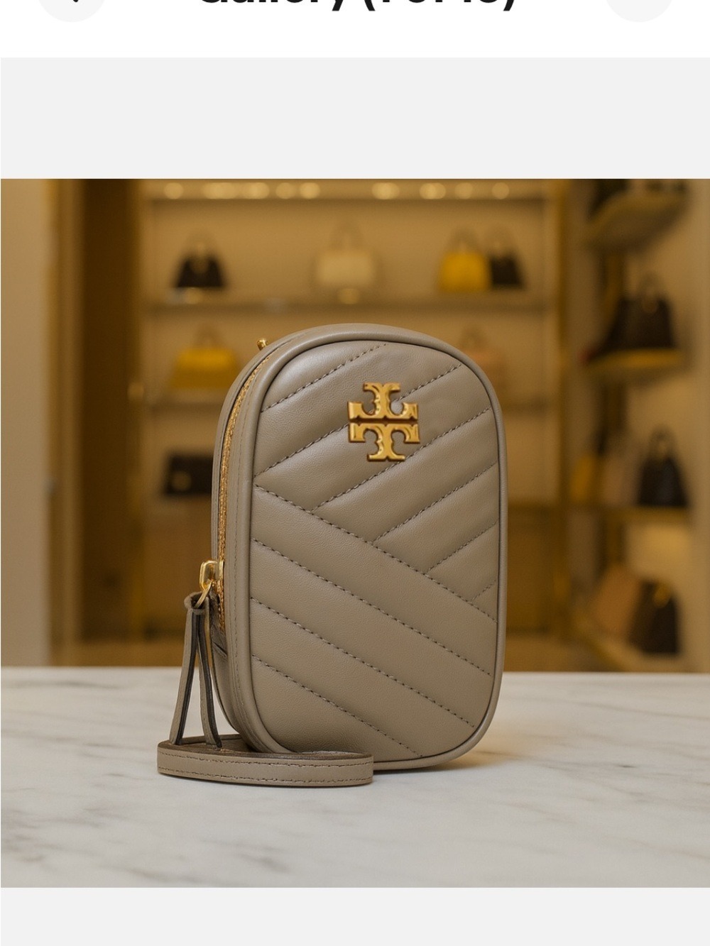 Tory Burch Kira Crossbody Phone Bag Gray Leather - Picture 1 of 7